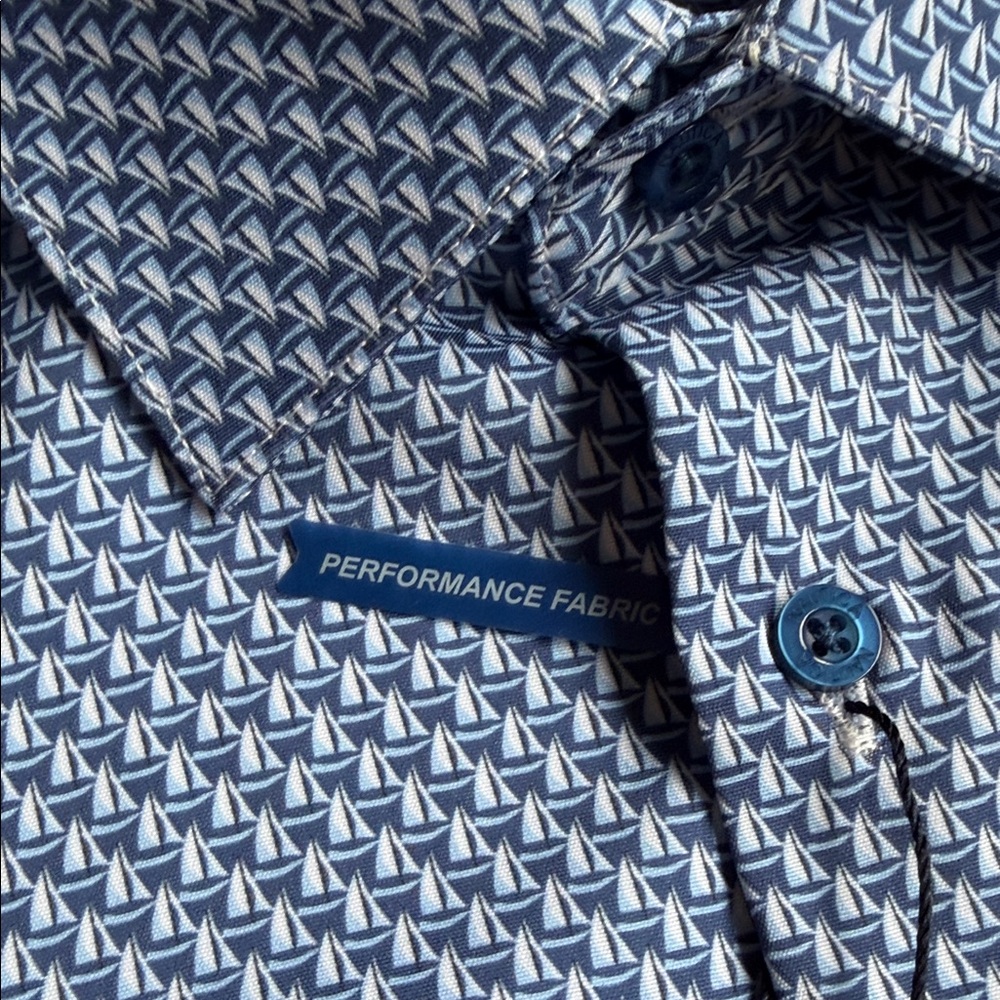 Nautica Men's Geometric Blue Dress Shirt.‎  CAJA #2 A - Picture 8 of 10